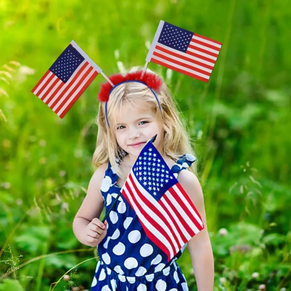 Set of 5 Patriotic 4th of July Headbands Flag Headbands Cute Pom Pom Hair Hoop